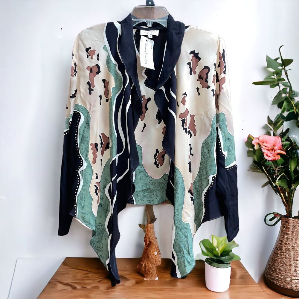 Louise Blumberg Designs S Lagenlook Painted Silk Tunic Wearable Art NWT